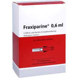 Abbildung: Fraxiparine 0,6 ml Injektionslösung in einer Fertigspritze 10X0.6 ml, Injektionslösung PZN 12367898