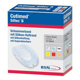 Abbildung: Cutimed Siltec B Schaumverband 7x10 cm oval 12 St, Kompressen PZN 12369905