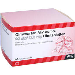 Abbildung: Olmesartan AbZ comp.20 mg / 12,5 mg Filmtabletten 98 St, Filmtabletten PZN 12370713