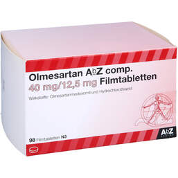 Abbildung: Olmesartan AbZ comp.40 mg / 12,5 mg Filmtabletten 98 St, Filmtabletten PZN 12370802