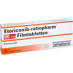 Abbildung: Etoricoxib ratiopharm 90 mg Filmtabletten 7 St, Filmtabletten PZN 12377112