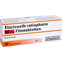 Abbildung: Etoricoxib ratiopharm 90 mg Filmtabletten 50 St, Filmtabletten PZN 12377135