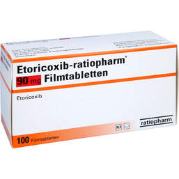 Abbildung: Etoricoxib ratiopharm 90 mg Filmtabletten 100 St, Filmtabletten PZN 12377141