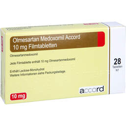 Abbildung: Olmesartan Medoxomil Accord 10 mg Filmtabletten 28 St, Filmtabletten PZN 12379631