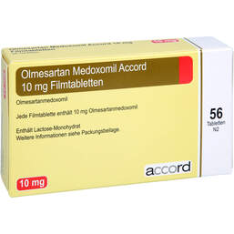 Abbildung: Olmesartan Medoxomil Accord 10 mg Filmtabletten 56 St, Filmtabletten PZN 12379648