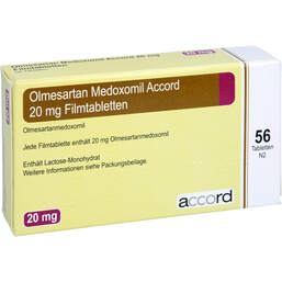 Abbildung: Olmesartan Medoxomil Accord 20 mg Filmtabletten 56 St, Filmtabletten PZN 12379677