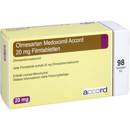 Abbildung: Olmesartan Medoxomil Accord 20 mg Filmtabletten 98 St, Filmtabletten PZN 12379683