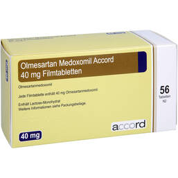 Abbildung: Olmesartan Medoxomil Accord 40 mg Filmtabletten 56 St, Filmtabletten PZN 12379714