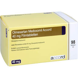 Abbildung: Olmesartan Medoxomil Accord 40 mg Filmtabletten 98 St, Filmtabletten PZN 12379720