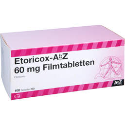 Abbildung: Etoricox AbZ 60 mg Filmtabletten 100 St, Filmtabletten PZN 12380953