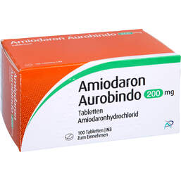 Abbildung: Amiodaron Aurobindo 200 mg Tabletten 100 St, Tabletten PZN 12381496