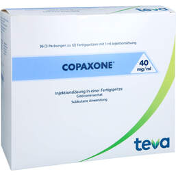 Abbildung: Copaxone 40 mg / ml Injektionslösung Fertigspritzen 36 St, Fertigspritzen PZN 12389256