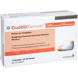 Abbildung: Duaklir Genuair 340 µg / 12 µg Pulver zur Inhalation 60ED 1 St, Inhalationspulver PZN 12389842