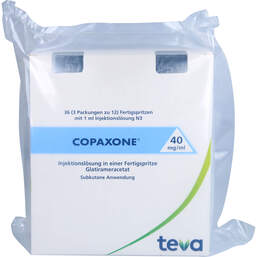 Abbildung: Copaxone 40 mg / ml Injektionslösung Fertigspritzen 36 St, Fertigspritzen PZN 12392525