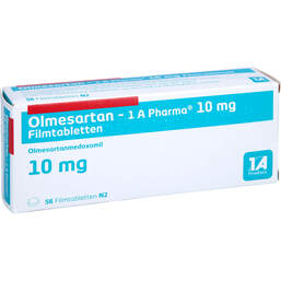 Abbildung: Olmesartan 1A Pharma 10 mg Filmtabletten 56 St, Filmtabletten PZN 12408485