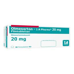 Abbildung: Olmesartan 1A Pharma 20 mg Filmtabletten 98 St, Filmtabletten PZN 12408539
