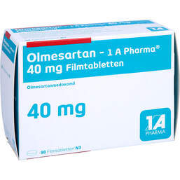 Abbildung: Olmesartan 1A Pharma 40 mg Filmtabletten 98 St, Filmtabletten PZN 12408568