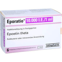 Abbildung: Eporatio 10.000 I.E. / 1,0ml Injektionslösung in Fertigspritze SD 6X1 ml, Fertigspritzen PZN 12411783