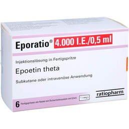 Abbildung: Eporatio 4.000 I.E. / 0,5ml Injektionslösung in Fertigspritze SD 6X0.5 ml, Fertigspritzen PZN 12411843