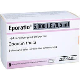 Abbildung: Eporatio 5.000 I.E. / 0,5ml Injektionslösung in Fertigspritze SD 6X0.5 ml, Injektionslösung PZN 12411866