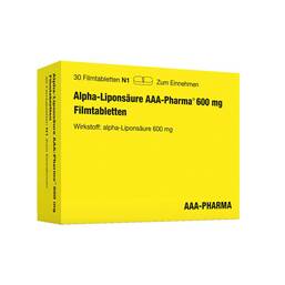 Abbildung: Alpha Liponsäure AAA Pharma 600 mg Filmtabletten 30 St, Filmtabletten PZN 12415976