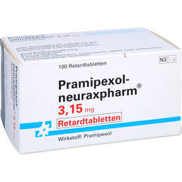 Abbildung: Pramipexol neuraxpharm 3,15 mg Retardtabletten 100 St, Retard-Tabletten PZN 12420061
