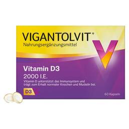 Abbildung: Vigantolvit 2000 I.E. Vitamin D3 Weichkapseln Weichkapseln, 60 St PZN 12423852