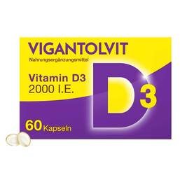 Abbildung: Vigantolvit 2000 I.E. Vitamin D3 Weichkapseln 60 St, Weichkapseln PZN 12423852