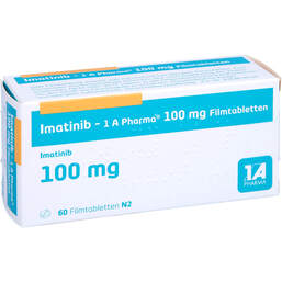 Abbildung: Imatinib 1A Pharma 100 mg Filmtabletten 60 St, Filmtabletten PZN 12437222