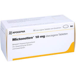 Abbildung: Mictonetten 10 mg überzogene Tabletten 98 St, Überzogene Tabletten PZN 12438782