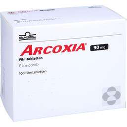 Abbildung: Arcoxia 90 mg Filmtabletten 100 St, Filmtabletten PZN 12442861
