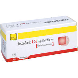 Abbildung: Losar Denk 100 mg Filmtabletten 98 St, Filmtabletten PZN 12443151