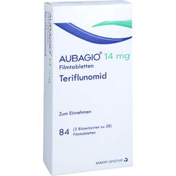 Abbildung: Aubagio 14 mg Filmtabletten 84 St, Filmtabletten PZN 12443636