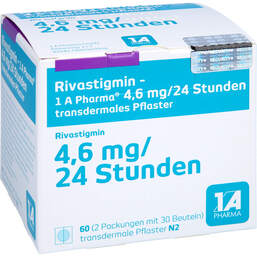 Abbildung: Rivastigmin 1A Pharma 4,6 mg / 24 Std.transd.Pflaster 60 St, Pflaster transdermal PZN 12443990