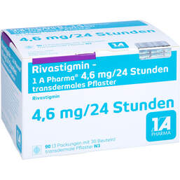 Abbildung: Rivastigmin 1A Pharma 4,6 mg / 24 Std.transd.Pflaster 90 St, Pflaster transdermal PZN 12444009