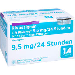 Abbildung: Rivastigmin 1A Pharma 9,5 mg / 24 Std.transd.Pflaster 90 St, Pflaster transdermal PZN 12444050