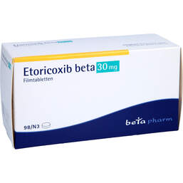 Abbildung: Etoricoxib beta 30 mg Filmtabletten 98 St, Filmtabletten PZN 12444185