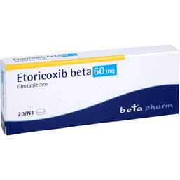 Abbildung: Etoricoxib beta 60 mg Filmtabletten 20 St, Filmtabletten PZN 12444216