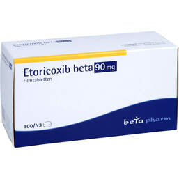 Abbildung: Etoricoxib beta 90 mg Filmtabletten 100 St, Filmtabletten PZN 12444280