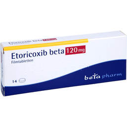 Abbildung: Etoricoxib beta 120 mg Filmtabletten 14 St, Filmtabletten PZN 12444305