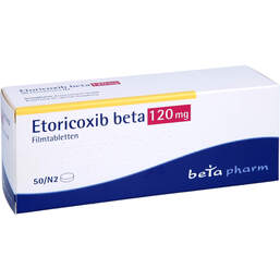 Abbildung: Etoricoxib beta 120 mg Filmtabletten 50 St, Filmtabletten PZN 12444340