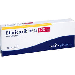 Abbildung: Etoricoxib beta 120 mg Filmtabletten 20 St, Filmtabletten PZN 12444363