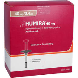 Abbildung: Humira 40 mg Injektionslösung in Fertigspritze 6 St, Injektionslösung PZN 12449716
