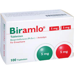 Abbildung: Biramlo 5 mg / 5 mg Tabletten 100 St, Tabletten PZN 12449975