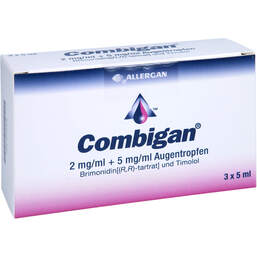 Abbildung: Combigan 2 mg / ml + 5 mg / ml Augentropfen 3X5 ml, Augentropfen PZN 12452428