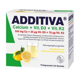 Abbildung: Additiva Calcium + D3 + K2 Granulat Granulat, 20 St PZN 12455384
