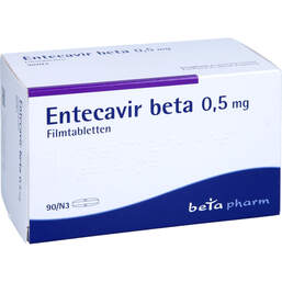 Abbildung: Entecavir beta 0,5 mg Filmtabletten 90 St, Filmtabletten PZN 12456225