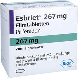 Abbildung: Esbriet 267 mg Filmtabletten 252 St, Filmtabletten PZN 12456521
