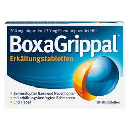 Abbildung: Boxagrippal Erkältungstabletten 200 mg / 30 mg Filmtabletten, 10 St PZN 12460445