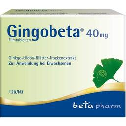 Abbildung: Gingobeta 40 mg Filmtabletten Filmtabletten, 120 St PZN 12461611